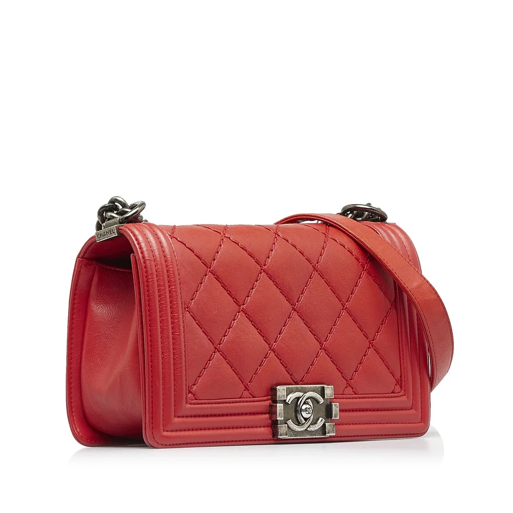 Pre-Loved Chanel Old Medium Calfskin Double Stitch Boy Flap